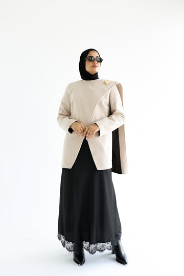 beige Wrap Coat