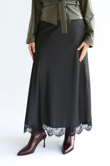 Satin lace skirt
