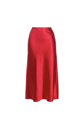Satin red skirt