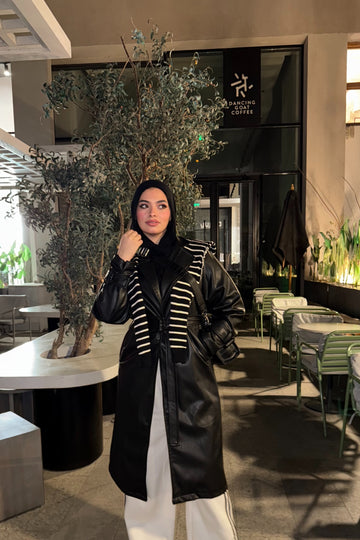 Black leather coat