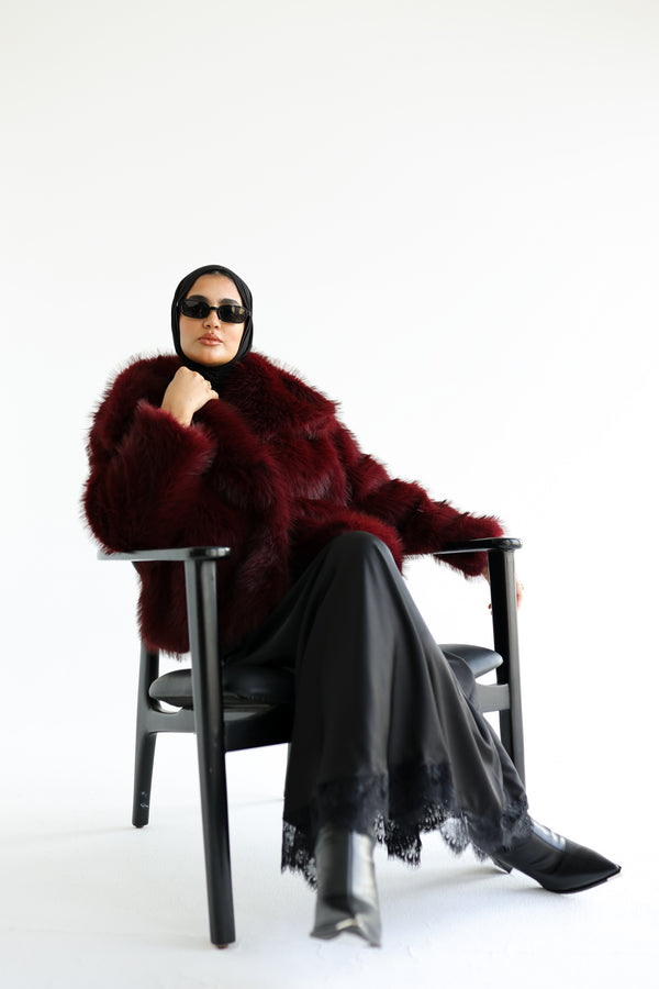 Burgundy fur jacket