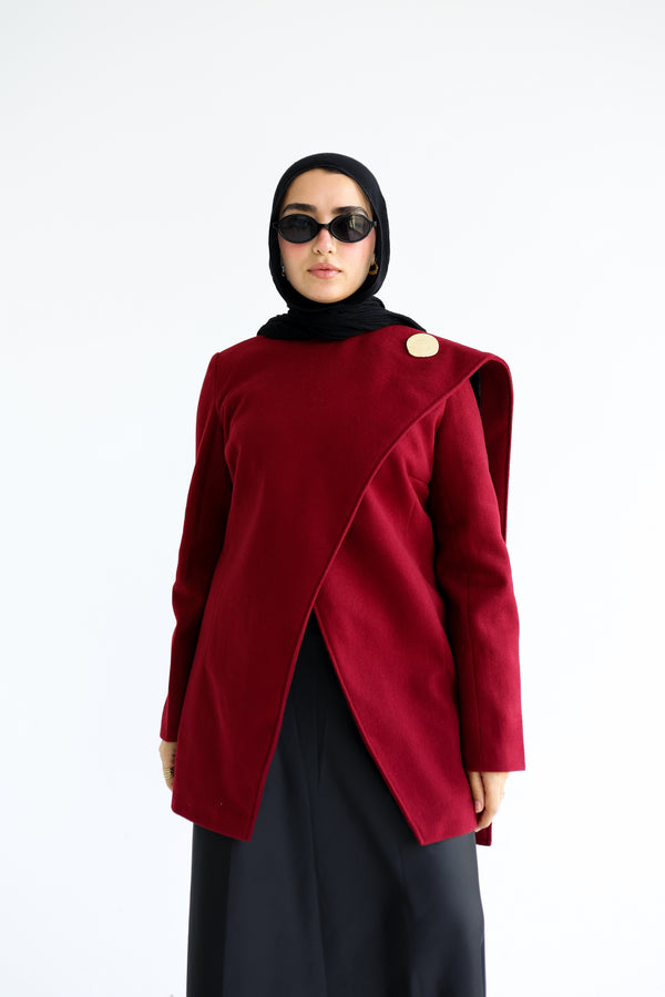 burgundy Wrap Coat
