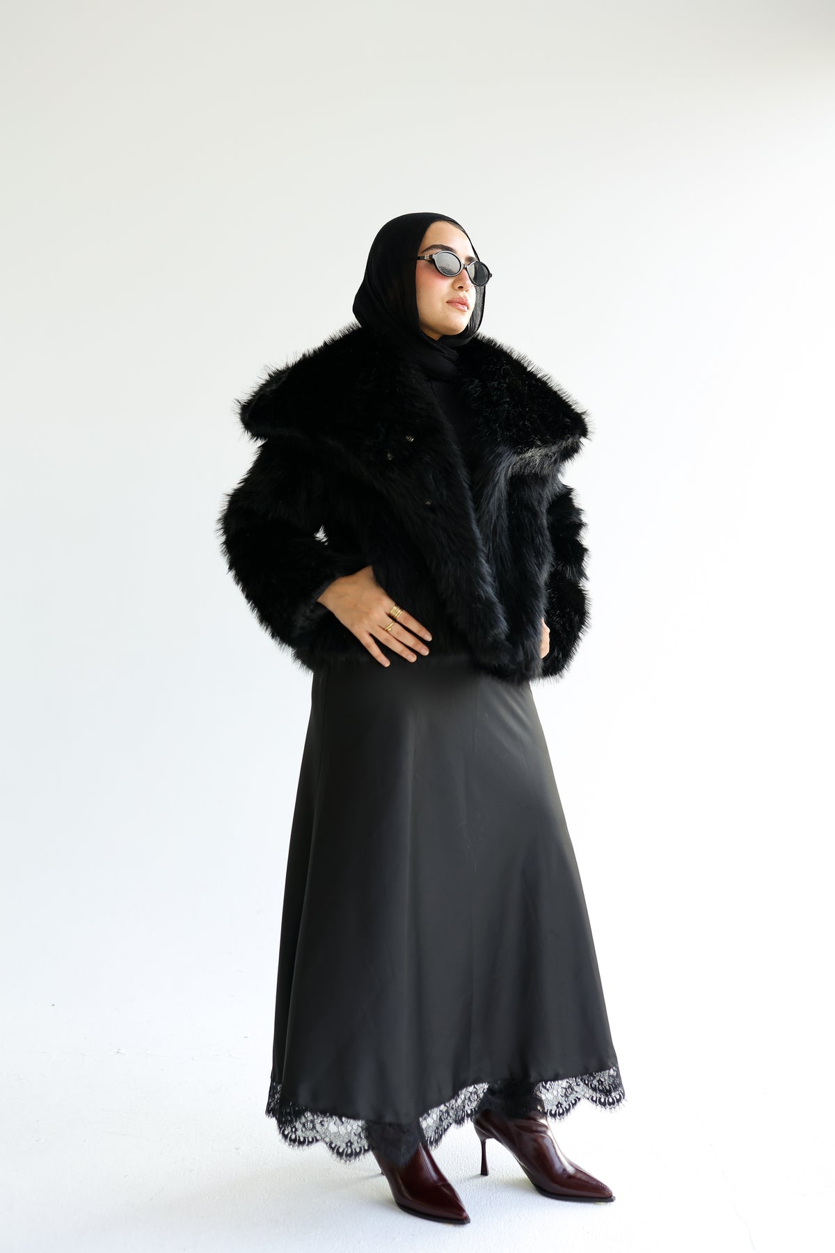 Satin lace skirt
